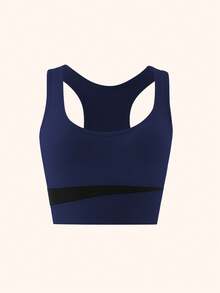 Runway Rest 1pc Women's Sports Bra, Wireless Backless Bra Suitable For Workout And Exercise - Blue - View 5