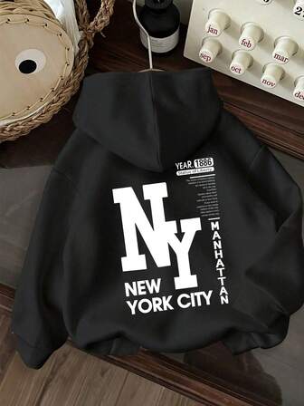 Teen Girl Sweatshirts Hoodie Cartoon Cowgirl And Slogan Print Oversized Pullover Sweaters Top Y2K Girl's Preppy Clothes