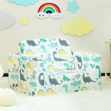 ALIMORDEN 2 en 1 Sofá convertible de sherpa para bebé sofá convertible a tumbona dinosaurio - Lindodinosaurio - Ver 4