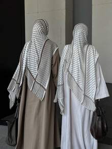 1pc Women's Geometric Print Headscarf, Middle Eastern Print Long Scarf, Windproof UV Protection Desert Shawl Wrap, Fashionable Minimalist Casual Multipurpose Daily Wear Headscarf, Women's Dress Accessory