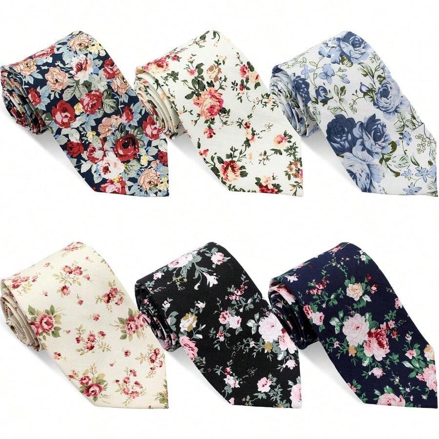 6 Pack Ties For Men 58" 63" 70" Men's Neckties 3.5" Or 2" Wedding Neck TiesJYF - 花的 - 查看 1