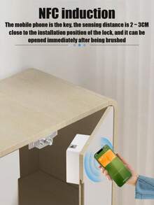 抽屉锁刷卡NFC密码锁抽屉柜安全锁家用免钻隐形锁桌柜电子隐藏锁无需钻孔 - 彩色 - 查看 5