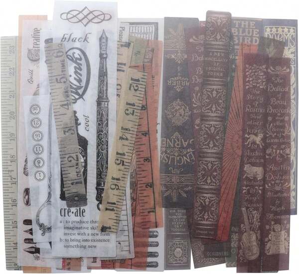 SOWAKA 80 Pcs Washi Stickers Vintage Antique Drative Self Adhesive Retro Paper Stickers For Scrapbooking Planner Journal Photo Albums Cards DIY Crafting (Flower)