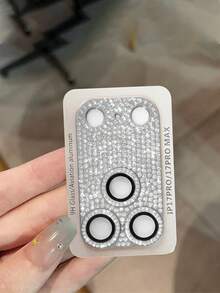 Rhinestone Decorated Camera Lens Protector, Compatible With Iphone 17/17 Pro Max/17 Pro/17 Air Series, High Definition, Easy To Install, Impact Resistant, Wear-Resistant, High Hardness, Shiny Colors, Perfect Fit - Silver - View 12
