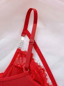 Sexy Lingerie, A Red Lace-Trimmed Body Suit That Is Both Simple And Grand, Graceful And Alluring, With A Unique Charm And Perfect Sense Of Style - Red - View 5