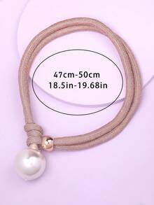 Faux Pearl Decor Necklace - Black - View 10