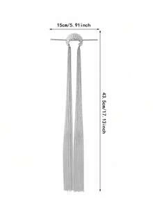1个优雅中式月亮链金属发夹，个性化马尾辫发圈，高端发髻发夹，日常现代发型配饰，长流苏编织发饰，适合搭配汉服、旗袍，也适合派对、节日、假日等场合，可作礼物。 - 銀色 - 查看 5