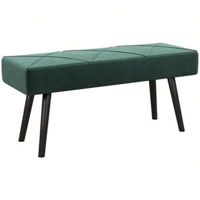 HOMCOM Polsterbank Samtoptik Sitzbank Bettbank Flurbank X-Muster Bis 120 Kg Für Schlafzimmer 100x36x45 Cm In Green