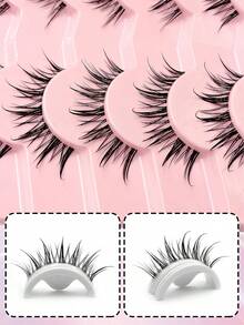 Asiteo 7 Pairs Wet Look Eyelashes Manga Faux Mink Lashes Fairy Style Clear Band Wispy Natural And Dramatic Eyelash Extensions Makeup Tool - Comic wet eyelashes - View 7