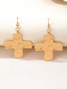 Vintage-Style Cross Pendant Necklace, Minimalist Choker Necklace For Women - Gold - View 3