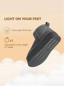 Women's Fuzzy Boot 1.97 Inch Classic Platform Snow Boots Genuine Suede Leather, Ankle-Height, Memory Foam Insole, Lightweight Anti-Slip Outsole For Indoor And Outdoor Wear Halloween Christmas Holiday Festive Winter Grey Boots - 灰色 - 查看 6