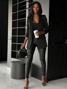 Women Blazers - Black - View 4