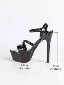 Giày sandal cao gót đế xuồng hở mũi chống thấm nước, cao 14cm, màu đỏ, thích hợp cho mùa xuân/hè. - màu đen - Xem 6