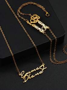 Personalized Stainless Steel Butterfly Jewelry Set, Custom Name Necklace & Bracelet, Gold Plated Engraved Initial Jewelry Set, Family Member Jewelry, Perfect Gift For Christmas, Halloween, Valentine's Day, Anniversary - For Lover, Mom, Dad - Gold-2 Name Models - View 6