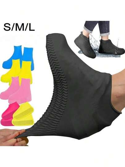 Foldable Silicone Rain Shoe Covers - Waterproof Non-Slip Reusable For Outdoor Sports, Cycling, Hiking - Elastic Foot Protectors (1 Pair)