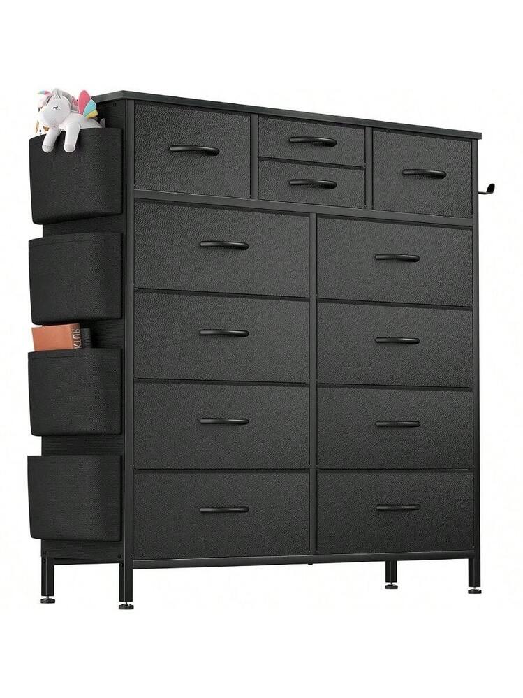 チェスト タンス 収納チェスト サイドポケット&フック付き 洋服タンス