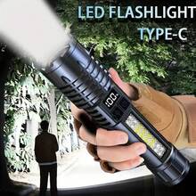 High-Brightness Rechargeable LED Tactical Flashlights, A Total Of 5 Modes, COB Side Lights, Adjustable Focus, USB C Interface, Suitable For Outdoor Adventure, Camping, Travel And Emergency, Bright Outdoor Lighting - 黑色 - 查看 1