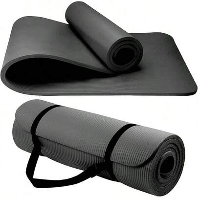 Yoga Unisex Non-Slip Thick Foam Fitness Exercise (10mm) Comes With Carrying Strap Lightweight Home Gym Workout Equipment Yoga, Pilates, Stretching, Gymnastics Training & Camping