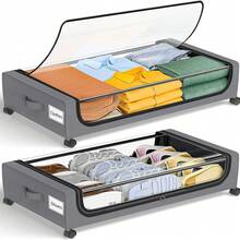 Caja de almacenamiento para zapatos debajo de la cama color negro de acero inoxidable con ruedas - Gris - Ver 1