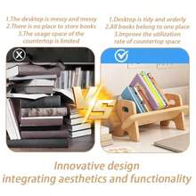 Desktop Students Solid Wood Small Book Shelf Bookend Countertop Learning Dormitory Desk Bookcase Wood Tilting Bookcase In Living Room Home Office