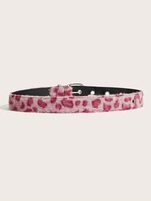 1pc Women's Fluffy Leopard Print Waist Belt, Fashion Versatile Wide Luxurious Comfortable Furry Belt