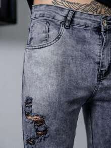 Men's Jeans Player All Spring / Autumn Skinny Pocket Zipper Halloween Christmas All - 灰色 - 查看 3