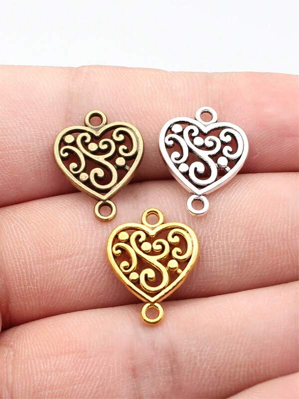 30 Stück 15x19mm (0,59x0,75 Zoll) Herz-Verbinder Charms für DIY Armband, Halskette, Schmuckherstellung, Handwerkskunst