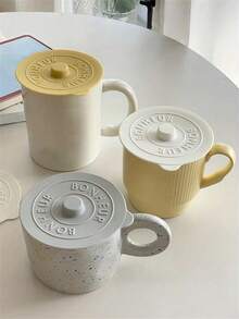 可重复使用的硅胶防尘杯盖，可爱吸盘密封杯套，防漏茶/咖啡杯配件