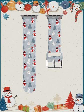 [Christmas Theme Smart Watch Band] 1pc Silicone Material Smart Watch Strap,Compatible With Apple Watch, Covering Case Sizes 38/40/41/42/44/45/ 46/49mm.Also Compatible With Samsung, Huami, Garmin, And Honor Smartwatches That Use Standard 20/22mm Lug Widths.Holiday Gift For Women/Men