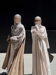 1pc Women's Geometric Print Headscarf, Middle Eastern Print Long Scarf, Windproof UV Protection Desert Shawl Wrap, Fashionable Minimalist Casual Multipurpose Daily Wear Headscarf, Women's Dress Accessory