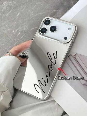 Personalized Custom Initial Name Phone Case Compatible With IPhone 17 16 15 14 13 12 11 Pro Max Plating Silvery Mirror Case Cover For IPhone 17 Pro Max Stylish Design Perfect For Christmas Gifts,2025phonecase