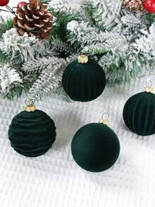 12件/套圣诞装饰天鹅绒圣诞球，深绿色圣诞球饰品，防碎植绒圣诞树球，圣诞树装饰品，圣诞树饰品，圣诞派对用品，圣诞家居装饰，圣诞装饰，圣诞球，圣诞树装饰，圣诞饰品，家居装饰，房间装饰，圣诞派对装饰，2026新年装饰，冬季圣诞装饰，家居圣诞礼物，圣诞装饰