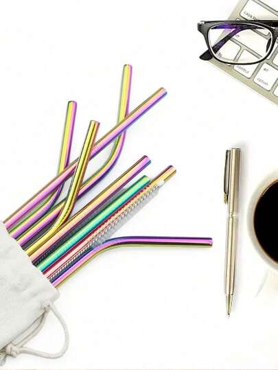 3PCS Replacement Straws Accessories Suitable For All Types Of Cups For 40oz 30oz 20oz 14oz Adventure Travel Mugs, Reusable Colorful Stainless Steel Straws + Bent Straws With Brush, Compatible With Stanley Mug Accessories