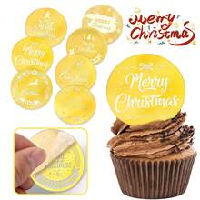 3 Pieces Merry Christmas Acrylic Cupcake Toppers Acrylic Mirror Disc Xmas Cupcake Decorations For Christmas New Year Party Supplies (Gold & Silver)