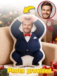 Custom "I Love You" Photo Pillow - Personalized Face Plush, Knitted Fabric, Expressive Love Gesture Design With Heart Detail, Ideal For Couples And Home Decor, Romantic Home Decor | Playful Design | Knitted Texture, Decorative Pillows,Desert Fall Cozy,Haunt Your Home