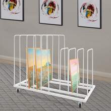 Art Storage Rack With Wheels, Rolling Art Painting Drying Rack 9 Section Metal Storage Stand For Canvas Drawing Boards Panels Prints - White - View 6