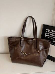 时尚、多功能、优雅的全新设计简约潮流单肩腋下托特包，休闲通勤商务高端托特包 - 彩色 - 查看 8