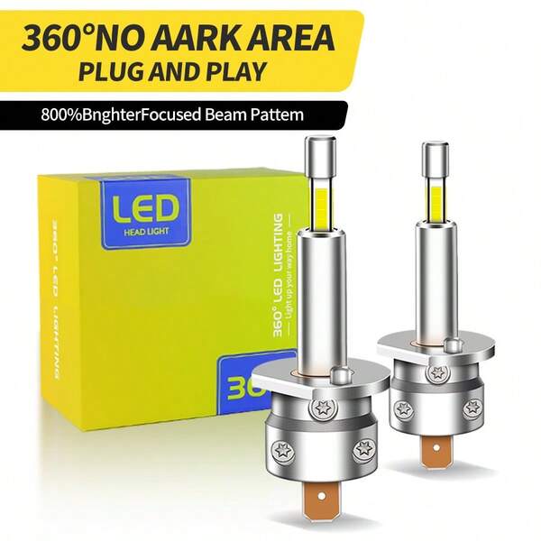 H1 Light Bulbs, 50,000LM 10X Super Brighter 70000Hrs Lifespan, 6500K White H1 Fog Lights With Cooling Fan, Plug And Play, Pack Of 2 The Tail Of The Lamp Is Longer, Please Confirm The Size