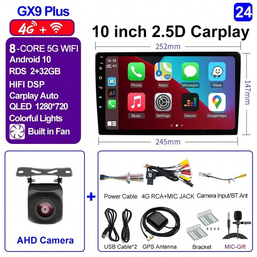 CAIXI 7/9/10 pulgadas 2din Android auto Caplay inalámbrico GPS Radio de coche Multimedia estéreo para Nissan Kia - 10 4G(2-32)-AHD - Ver 1