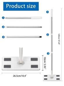 全新升级版 2 件装超厚弹性可洗拖把补充垫，适用于平板拖把 - 可重复使用的超细纤维拖把头和一次性干式除尘布，适用于硬木、层压板、瓷砖的多表面地板清洁剂，带防锈不锈钢手柄，干湿两用通用替代品