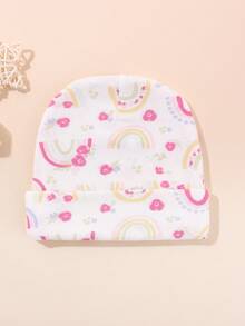 Bộ 6 chiếc/Bộ mũ len giữ ấm in họa tiết dễ thương cho trẻ sơ sinh 0-3 tháng tuổi, thích hợp cho trẻ sơ sinh sử dụng ngoài trời - Nhiều màu - Xem 6