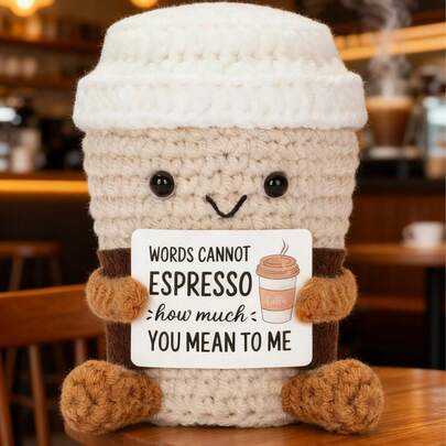 1pc Crochet Coffee Is Absolutely Cute! ! ! A Little Positive Reminder. Well-Made, Seamless Splicing, Perfect Shape. Lovely Small-Scale Display. When You Hold It, You Will Feel Such A Soft Touch, But It Will Not Be Soft.