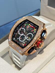 ONOLA 2025新款时尚男士机械水桶表，多功能计时夜光运动腕表，3ATM防水，派对腕表，送给家人、朋友和丈夫的完美生日礼物 - 均碼 - 查看 6