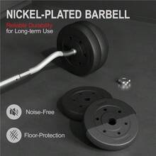 Butterslay 66lb Detachable Barbell Weight Set For Lifting Exercises - màu đen - Xem 5