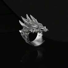 Men's Vintage Ring, Evil Dragon Ring, Personality Fashion Ring, Gothic - Silver - View 4