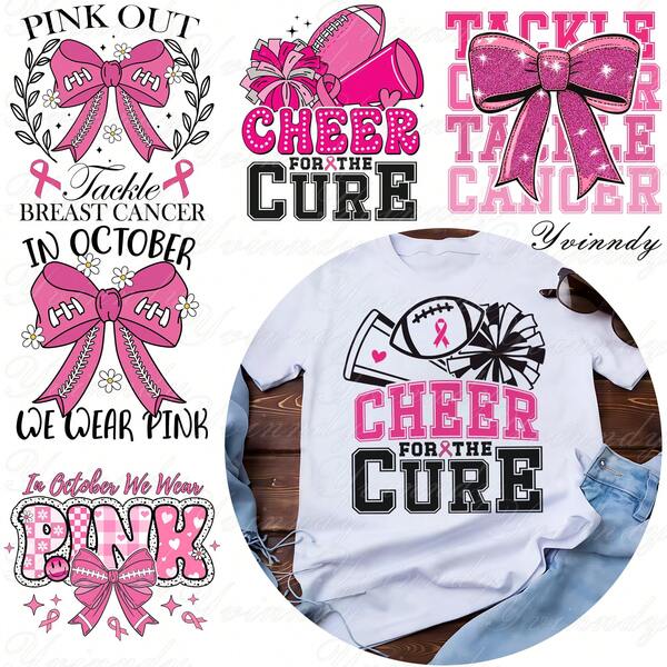 6 قطع ملصقات نقل حراري بسلسلة زخرفة الفيونكة الوردية، ملصقات فينيل مربعة ملونة، رقع قابلة للغسل للكي، مناسبة للخياطة والأعمال اليدوية والموضة، ملصقات DIY للملابس والحقائب الظهر