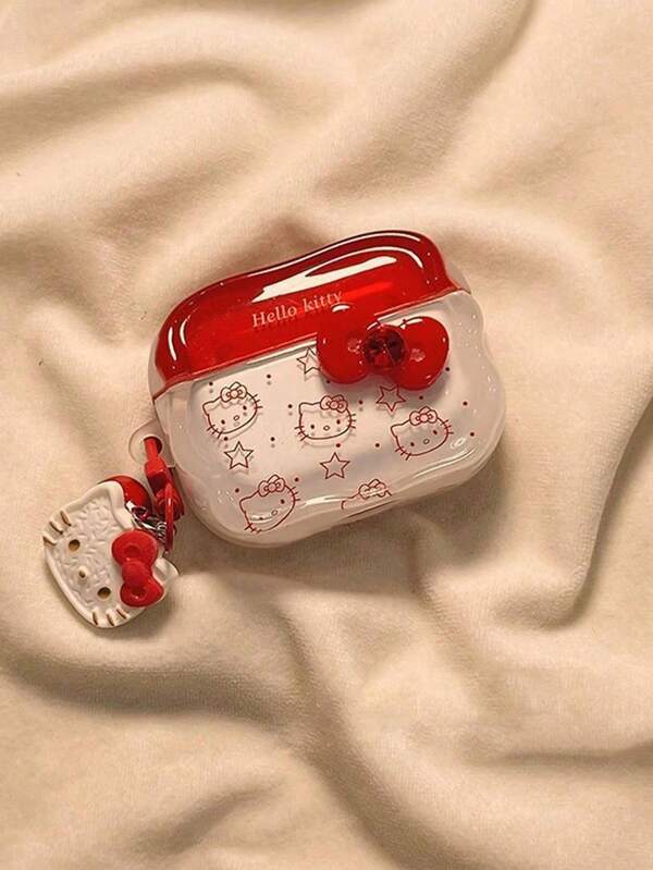 Sanrio Cute Star Kitty Head With Cat Head Pendant, Drop And Scratch Resistant Headphone Case Compatible With Apple Earphone Case 1/2/3/4/Pro/Pro2(Nd)/Pro3(Rd)