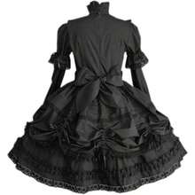 Jeufoin Blacak - Vestido gótico de Lolita para mujer disfraz gótico punk manga desmontable vestido de Lolita de múltiples capas disfraz de Halloween para cosplay con lazos talla 2XL negro - como en la foto - Ver 2