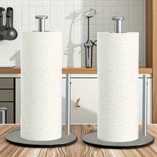 Soporte para toallas de papel de acero inoxidable resistente, estante para toallas de papel de encimera con base antideslizante con peso, diseño móvil para cocina y baño, organizador de cocina - Multicolor - Ver 3