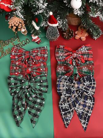 1 st. hårspänne med julsnöflingemotiv och stor rosett, lämplig som julklapp till flickvän, klor, hårklor, hårspänne, hårspännen